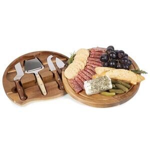 Toscana Monogram Initials "T" Personalized Acacia Cutting Board & Tools Set